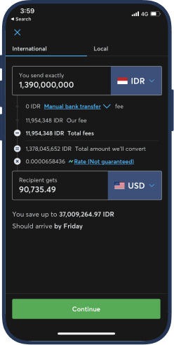 Send more money from Indonesia 